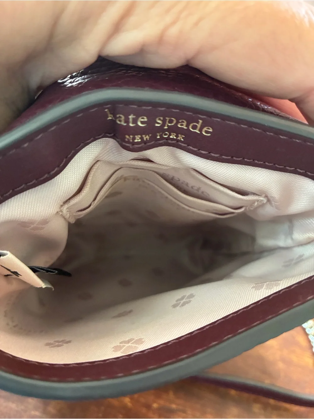 kate spade Pebbled Leather Crossbody in Wine with Gold Chain